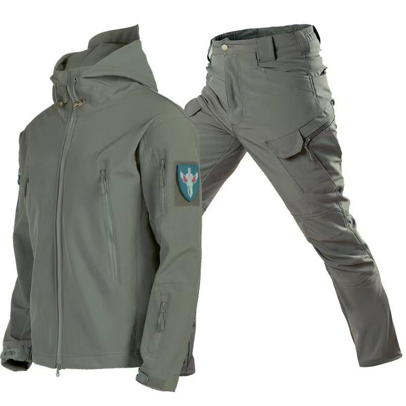 Hot Soft Shell Jacket Suit Camouflage Coat XXXL серый