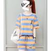 Summer Fashion Loose Short-sleeved Shorts Age-reducing Casual Two-piece Striped Shirt Sports Suit for Female Students