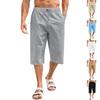 Pánské bavlněné a lněné kalhoty, letní kalhoty, plážové kalhoty, elastický pas se stahovací šňůrkou