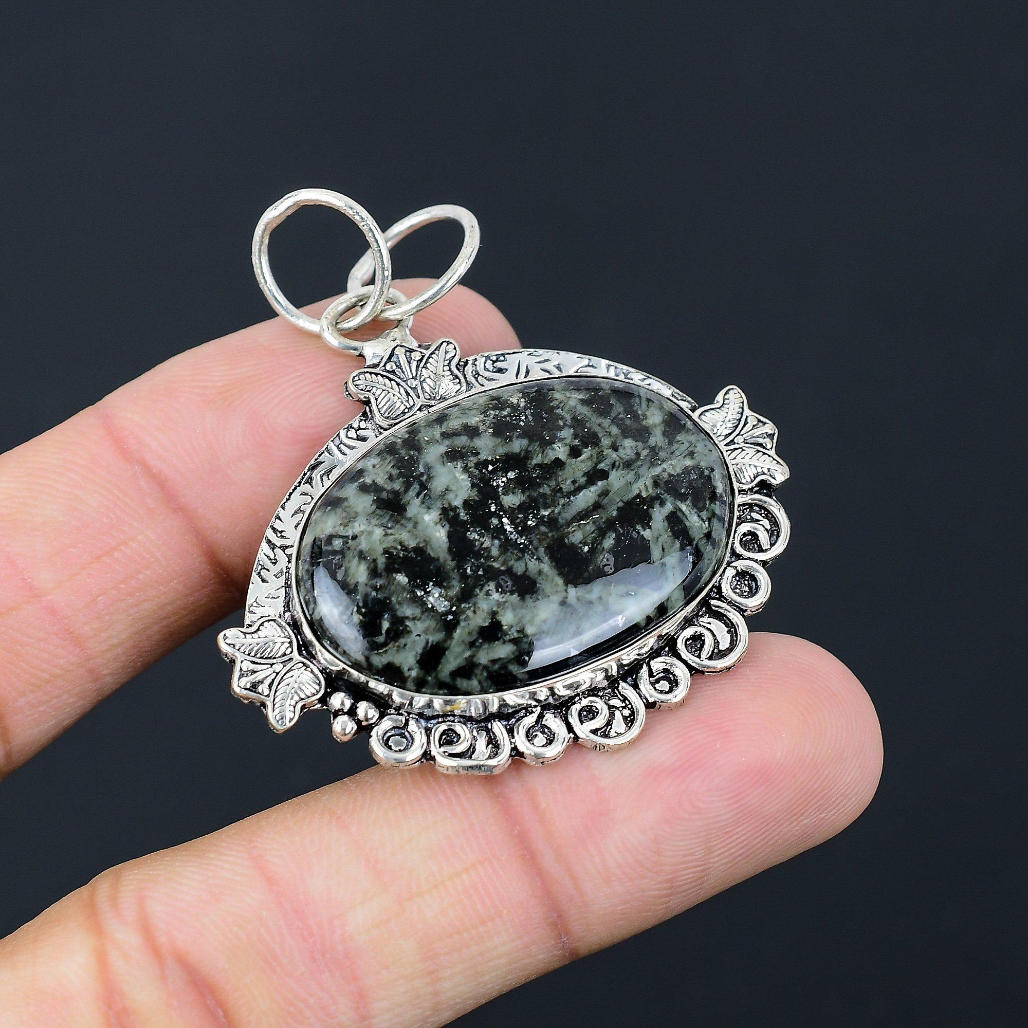 Sisters Day Deal Oval Star Galaxy Jasper Stone 925 Silver Mother Pendant Jewelry