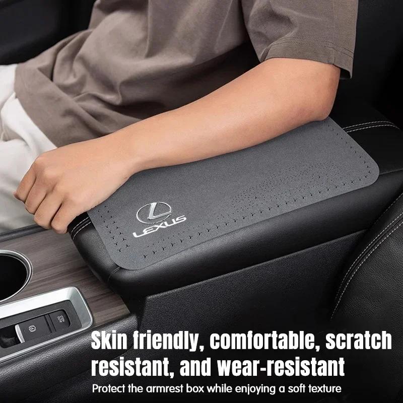1Pcs Car Emblem Suede Armrest Box Pad Soft Mat For Lexus GX470 CT200H IS300H IS200 IS250 RX350 RX GX460 NX200 GS430 GS ES RX300