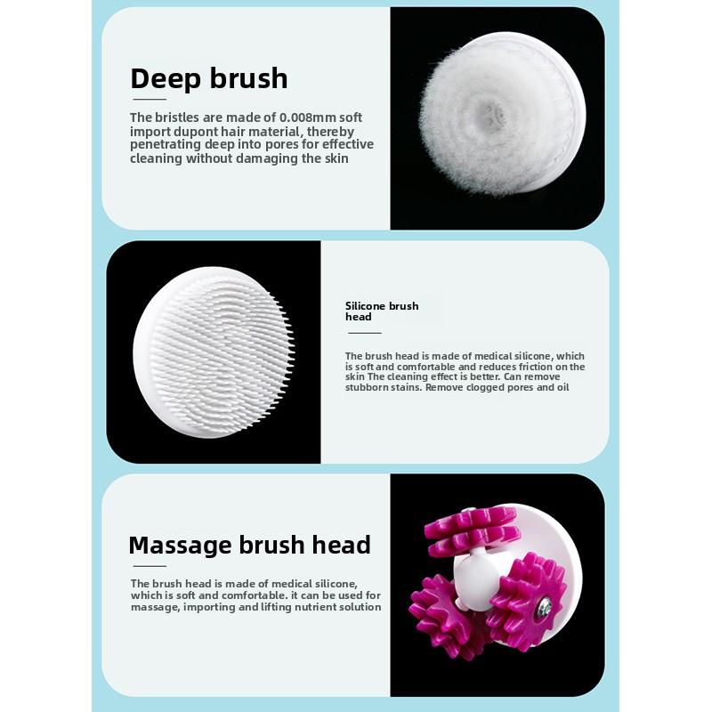 Wireless Charging, Face Wash Brush, Facial Cleansing, Cleansing Brush, Pore Cleaner, Three-in-one Waterproof Facial Cleanser, Beauty Instrument
