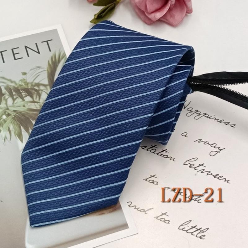 Men's Formal Business Tie with 8cm Zipper, Striped Black Tie, No Knotting Required.