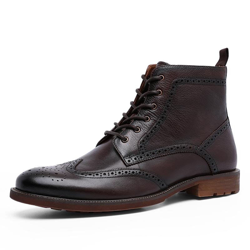 LUXSOLE Męskie Nowe Buty Brogsy ze Skóry Naturalnej Ocieplane Buty Modne Buty,Ciepłe,Duży Rozmiar, Codzienne, Na Sznurowadła, Zamek Błyskawiczny,Prezenty