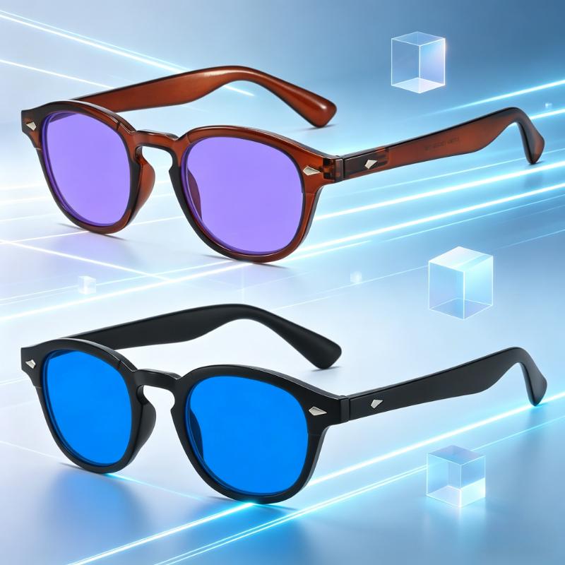 Retro Round Frame Anti-Blue Light Glasses Unisex Outdoor UV-Protective Sunglasses UV400 Ultra-light Eye Protection Eyewear