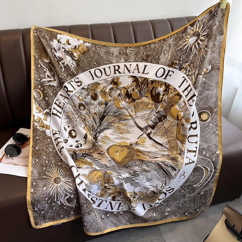 

Весенне-летняя мода Большой шарф Шарф Защита от солнца Темперамент Внешняя шаль Профессиональный шарф Защита шеи и Тонкий стиль 90*90cm