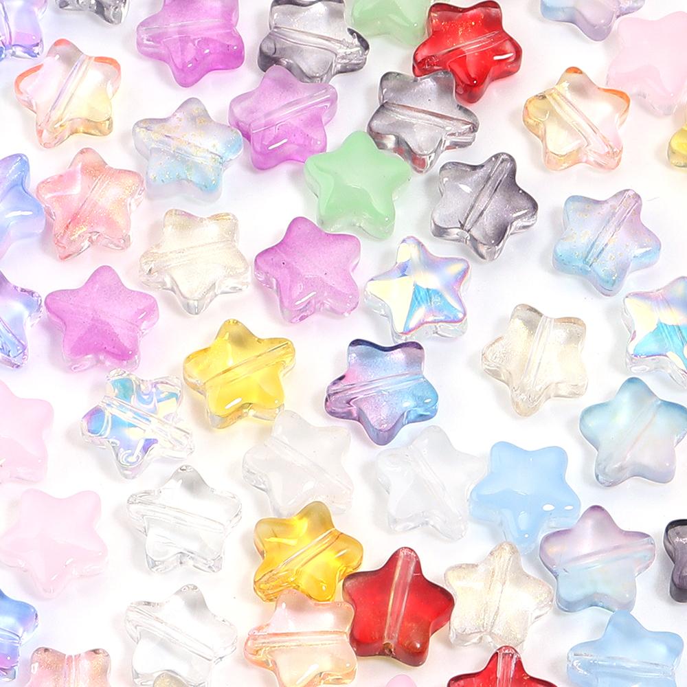 50 шт. Цветные стеклянные бусины для изготовления украшений Морская звезда Звезда Бусины-разделители Россыпью Аксессуары для браслетов и ожерелий DIY