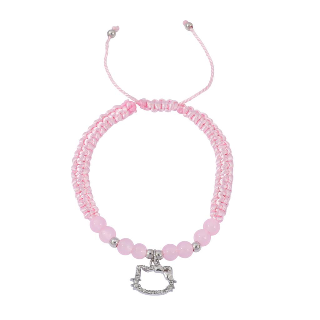 Hello Kitty Herzförmiges Kristallperlenarmband mit Magnetverschluss für Damen Freundschaftsschmuck