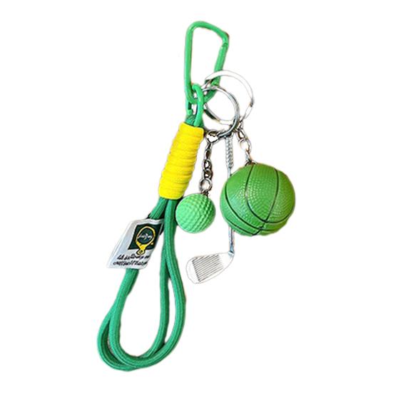 Keychain Sports Pendant with Braided Rope Metal Carabiner Mini Basketball Golf Clubs Charm Key Chain Bag Hanger Accessory