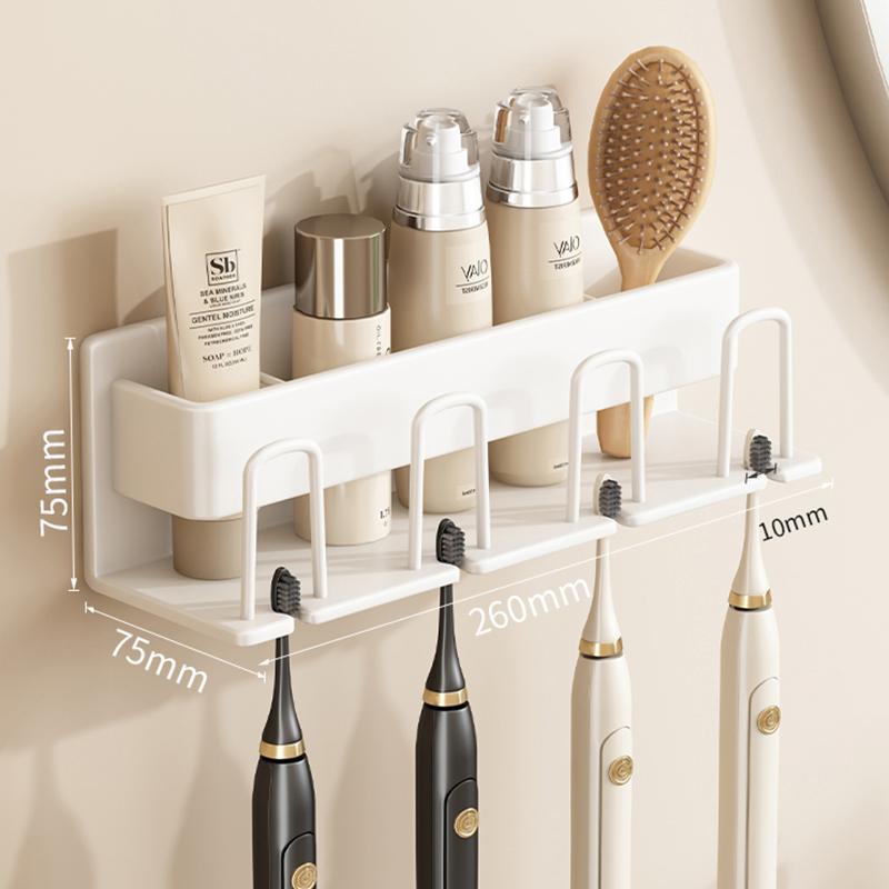 Wall Mounted Toothbrush Holder Aluminium Alloy Toothpaste Rack Without Drilling Space Saving Bathroom Household Shelf Accessorie