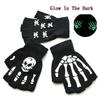 Noi mănuși punk unisex Halloween cu schelet craniu Mănuși cu jumătate de deget care strălucesc în întuneric Mănuși de iarnă tricotate fără degete stretch