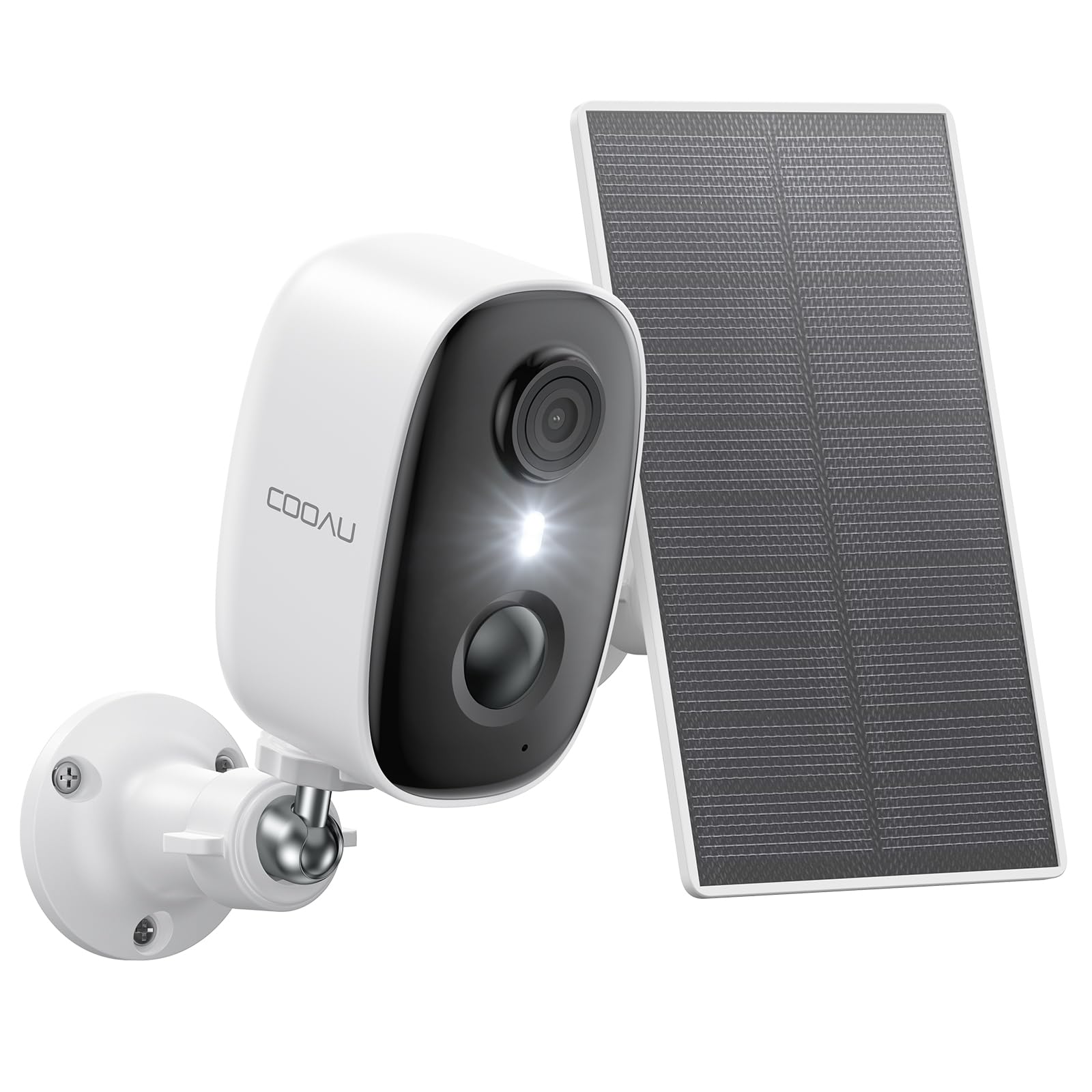 

3 мільйони висококольорових фотографій COOAU Бездротова камера відеоспостереження на відкритих сонячних панелях для початківців Повністю бездротова, легка, ширококутна AI білий