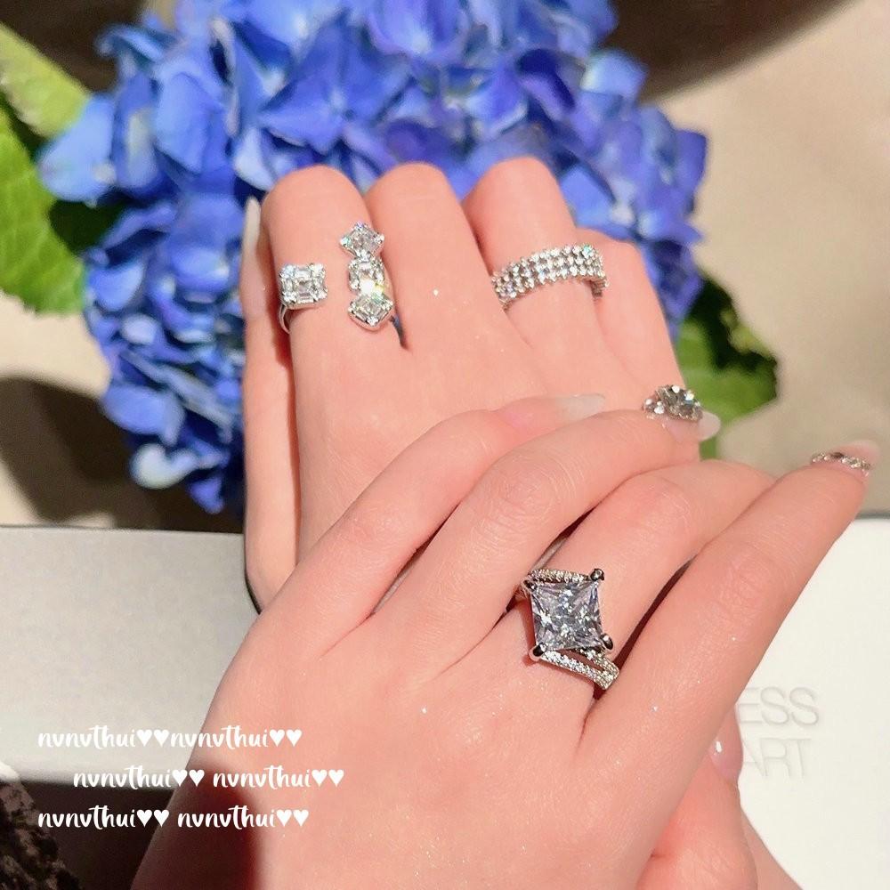 ** Comet, Big Gem Ring, Rich Family Gold, Plated With 18K Gold, Gypsy Star Sugar Cube Zircon Ring, Stacked Wear