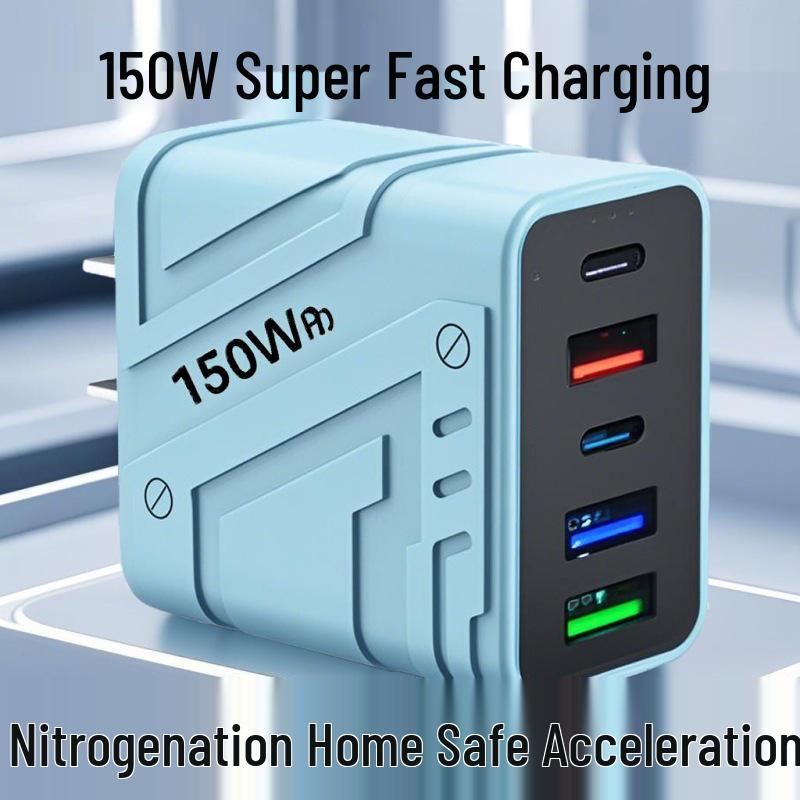 150W Mecha-Style Five-Port Smart Fast Charger with USB+PD
