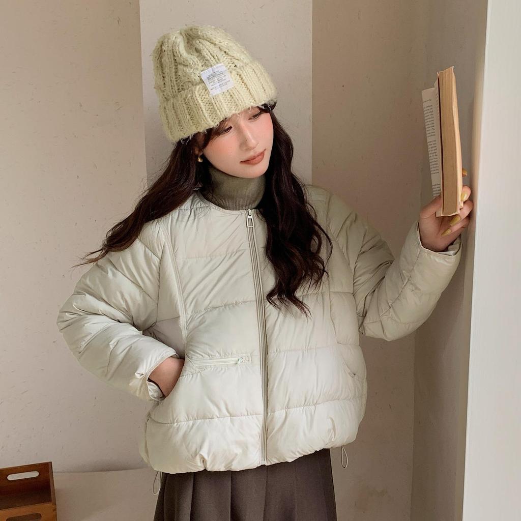 Autunno Inverno Ispessito Caldo Parka Donna Casual Carino Tinta Unita Tasca Grande Giacche Larghe Capispalla