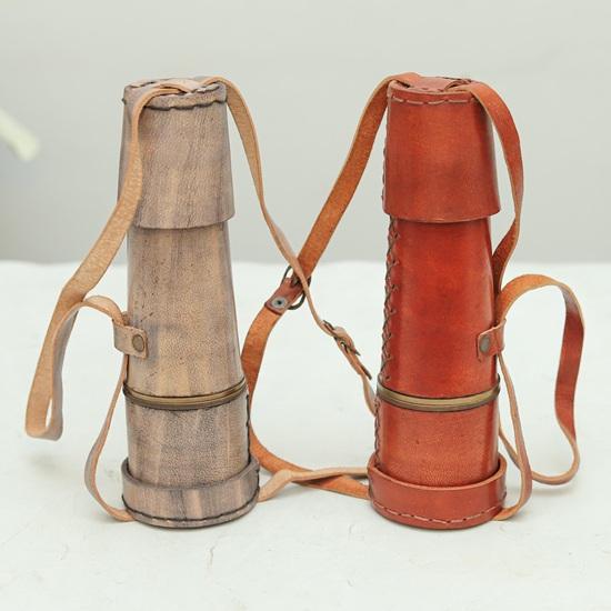 Set of 2 Brass Spyglass Telescope with Leather Cover Strap Nautical Pirate Décor Steampunk Gift Working Monocular Gift 40.64 Cm