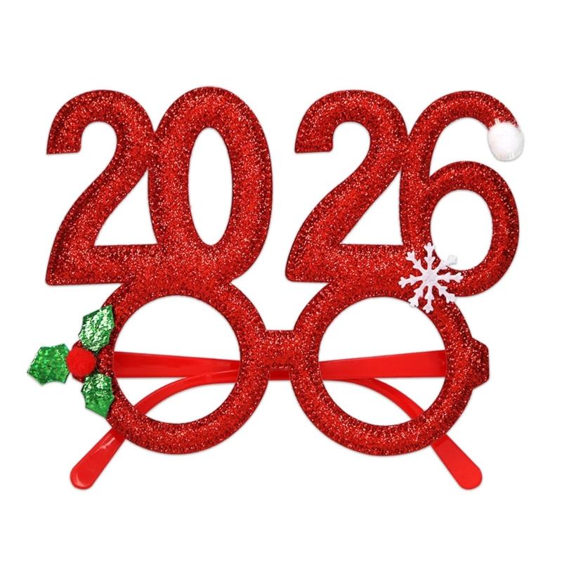 Новогодние Забавные Очки, Рождественские Оправы для Очков Декоративные Очки 2026 Рождественские Очки Новинка Забавные Очки красный