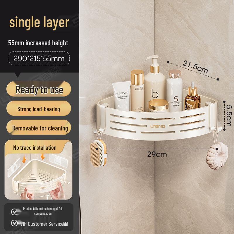 Punch-Free Traceless Wall-Mounted Bathroom Corner Shelf