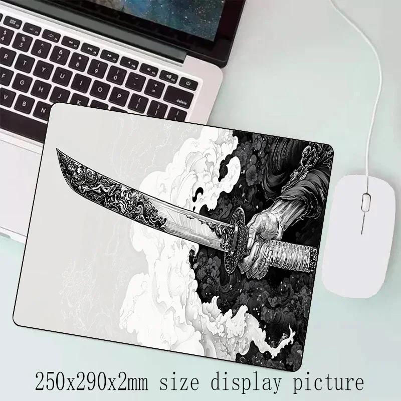 Mouse pad black Japanese samurai sword desk pad XXL Large Office Computer Mousepad Pc Accessories Rubber Keyboard Desk Mat 90x40