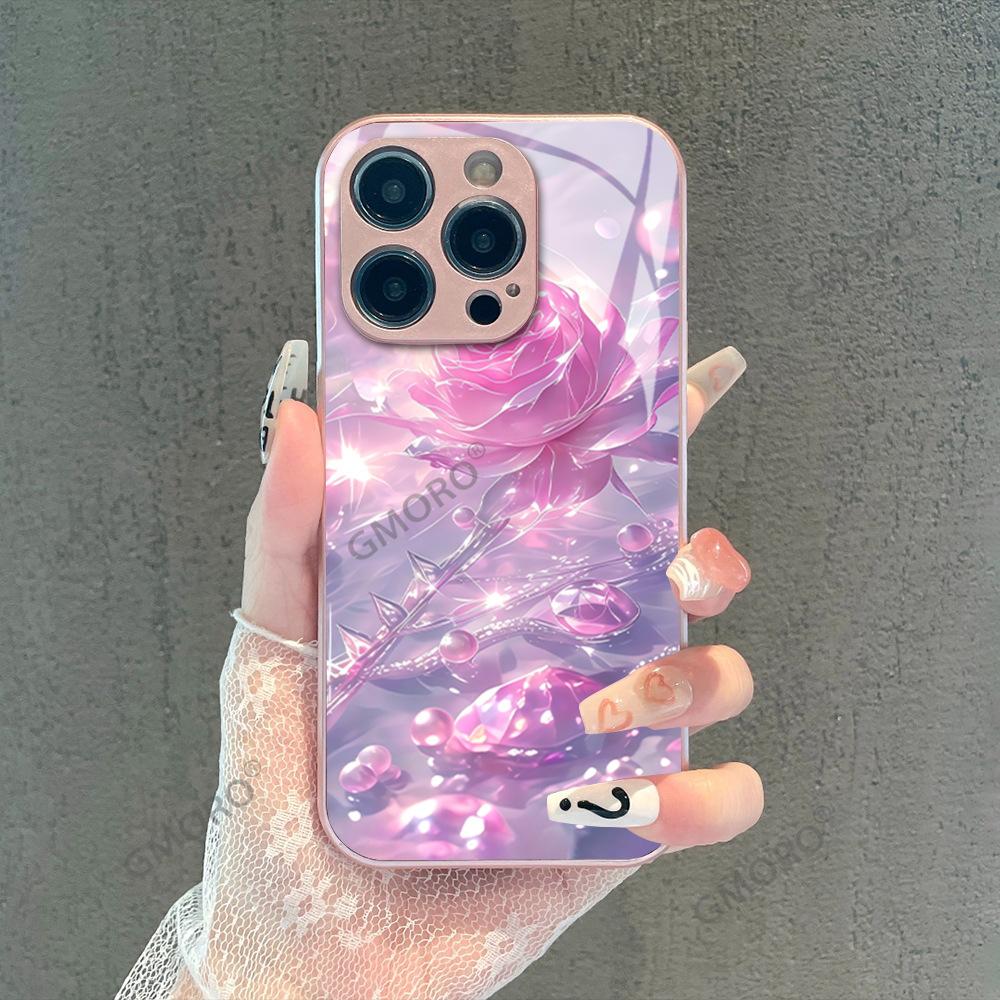 Shell pattern rose glass mobile phone case iPhone13 fairy dream premium sense Apple 17pm hard case protective case