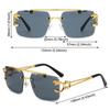 Vintage Rimless Sunglasses Oversized Square Shades for Men Women UV400 Protection Double Bridge Gradient Fashion Eyewear