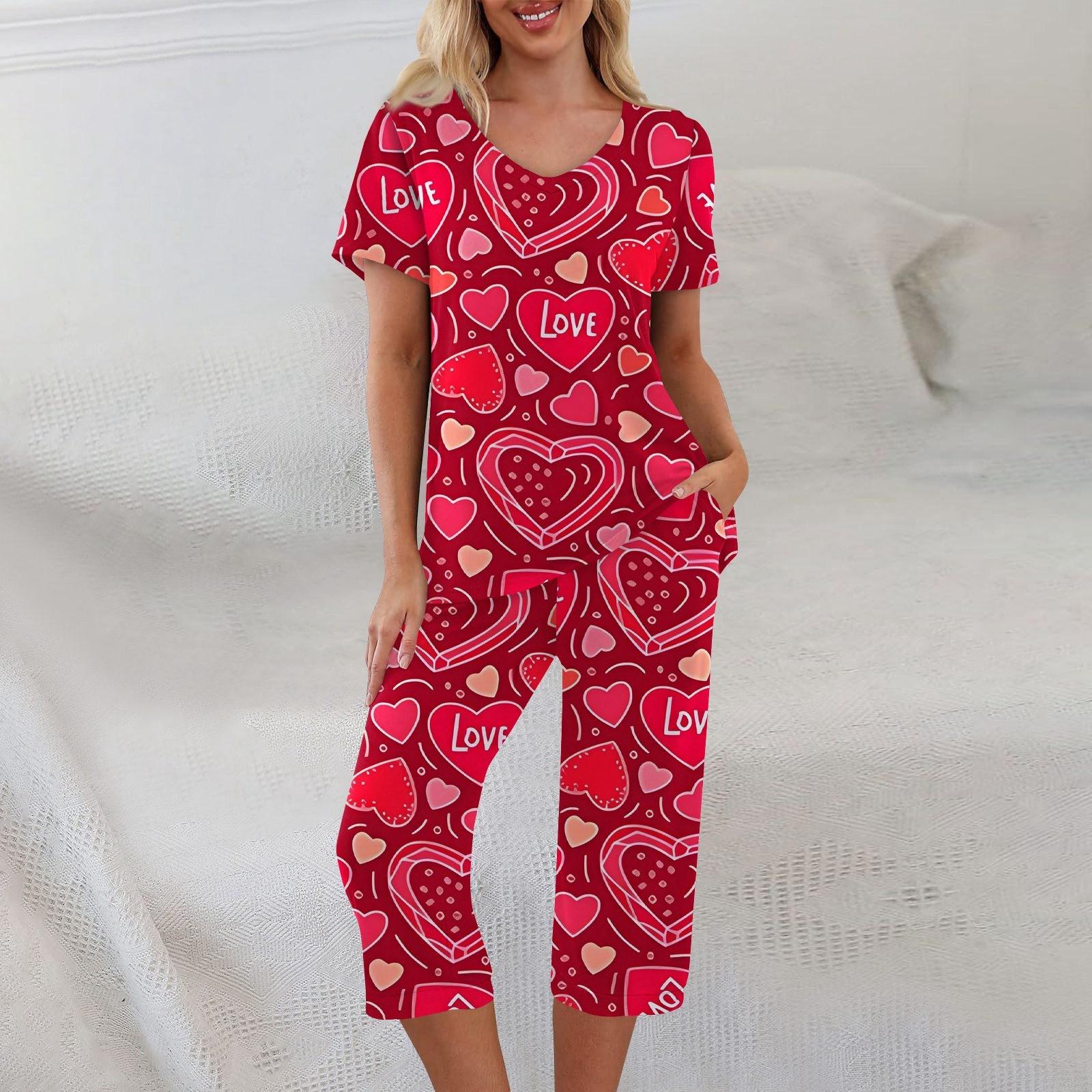 

Комплекты из 2 предметов для женщин, летний топ с короткими рукавами и брюки с карманами, мягкие комплекты для тренировок XXXL винный