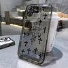 Black Cross Print Soft Silicone Phone Case for iPhone 16 Pro Max 15 14 13 12 11 XS X XR 7 8 Plus Clear Shockproof Bumper Cover