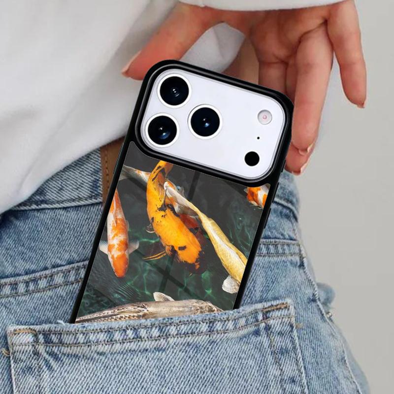 Japanese Koi Fish Phone Case for iPhone 16e 15 14 13 12 17 Pro Max Plus Air 17pro Cover Coque