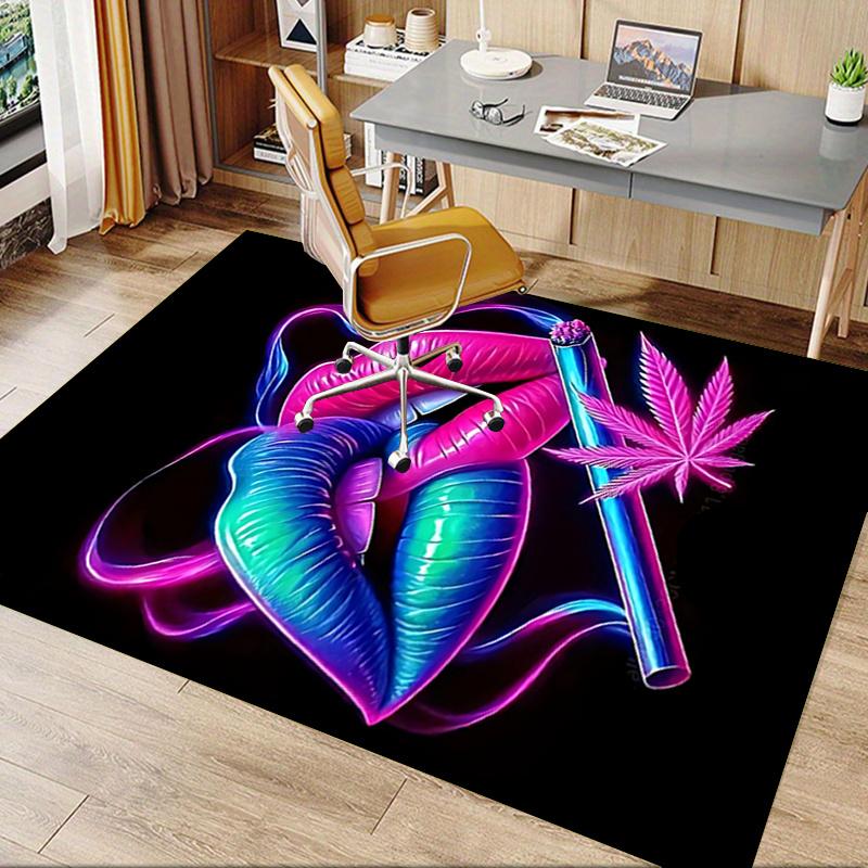Neon Glow Lippenkunst Stuhlmatte Büroteppich Dekorteppich für Wohnzimmer Schlafzimmer Sofa Geschenk