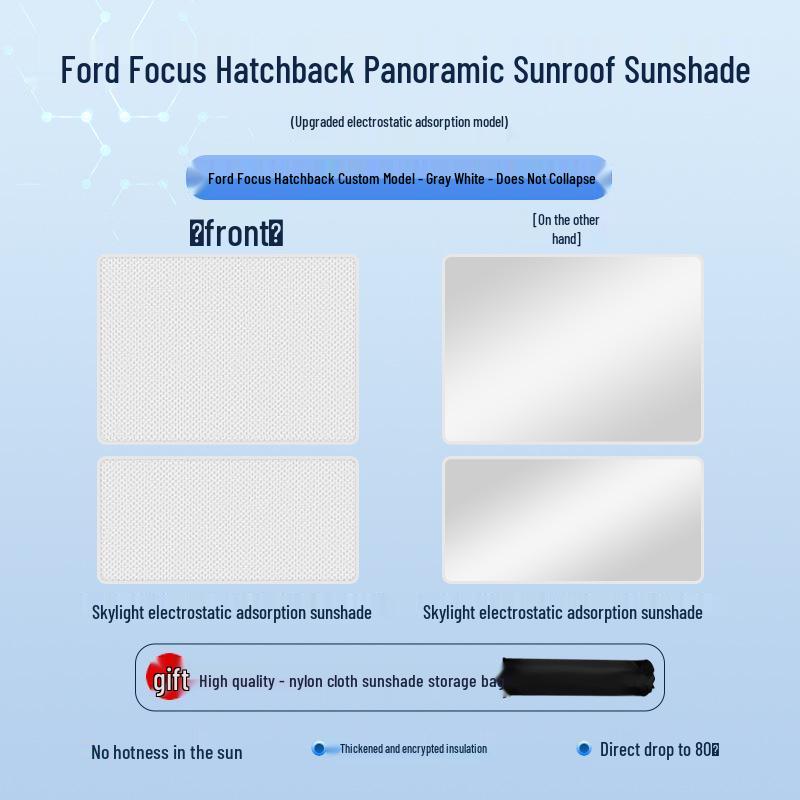 Ford Focus Hatchback '19-'22 Electrostatic Sunshade: Heat Insulation, Sun Protection & Privacy Visor