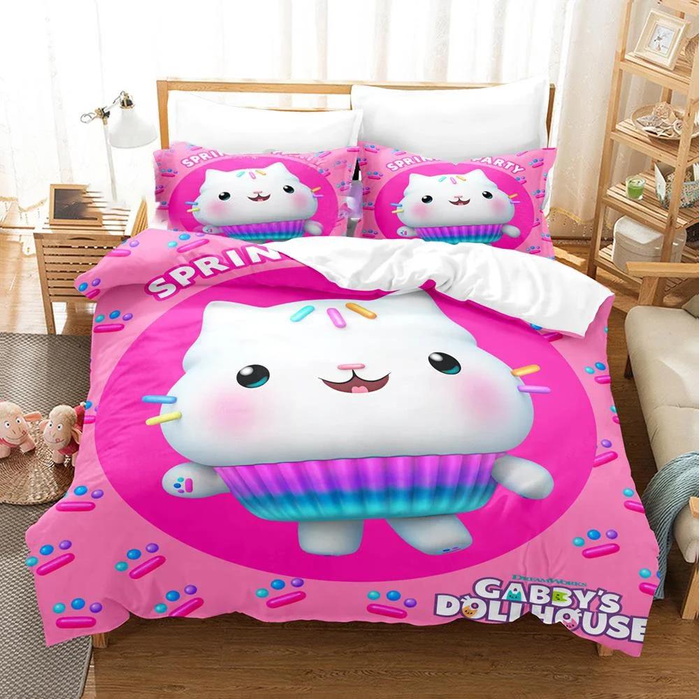 3D Printed Gabby Dollhouse Bedding Set Cartoon Duvet Cover Double Twin Full Queen King Adult Kids Bedclothes Quilt Cover