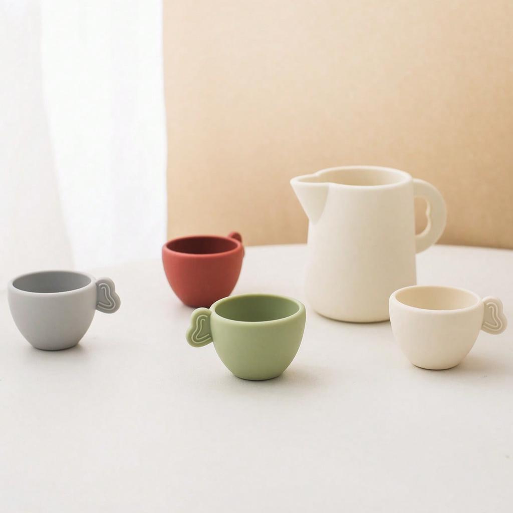 Kinderteesets und Küchenzubehör, Plastik-Rollenspiel-Küchenspielzeug, Teetassen, Spielteller, Geschirrsets, Kaffeekuchen-Spielzeug