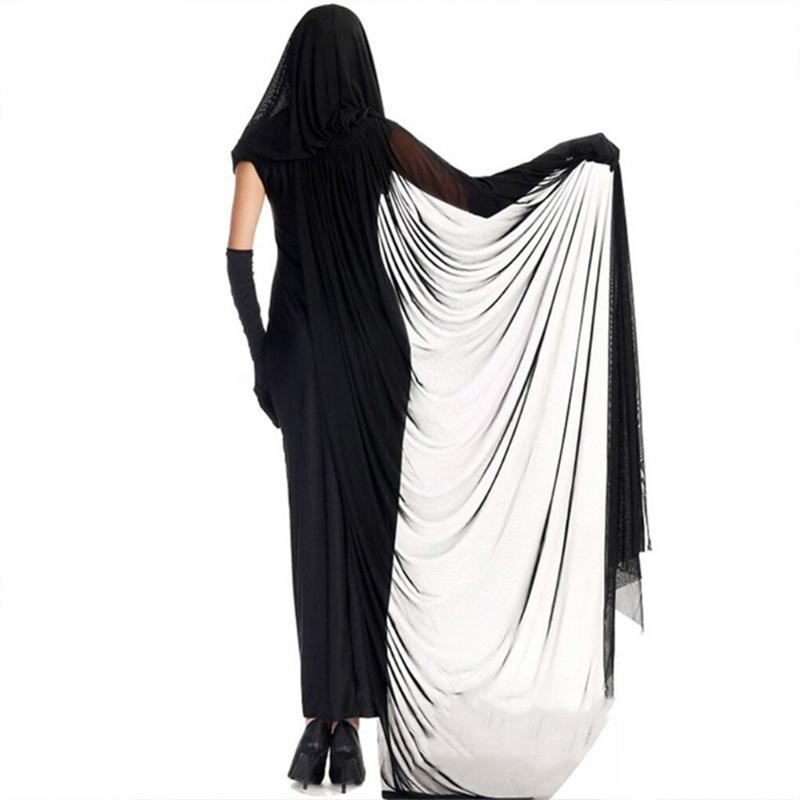 Halloween Cosplay Costumes Death Hell Witch Devil for Vampire Uniform Black Long Dress Glove Cloak Party Carnival Masque
