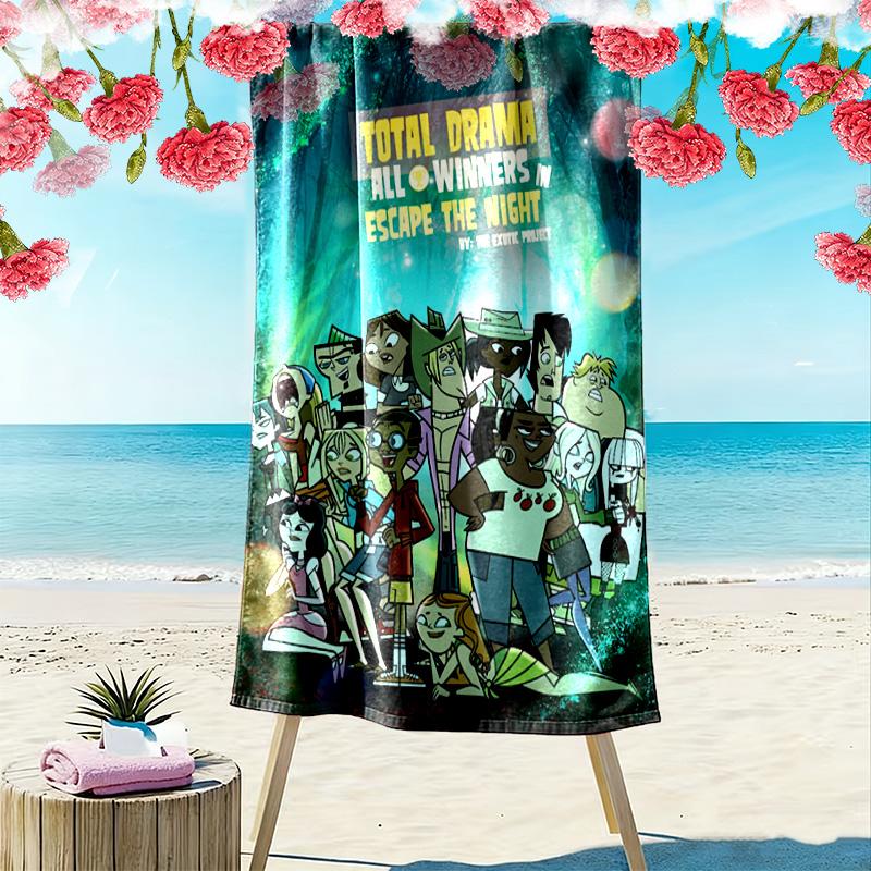 Total Drama 2D Flat Print Beach Towel, Large Soft Quick Dry Towel for Beach Camping SwimmingDSTJ0925219