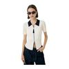 [Mousy] ZIP UP RIB KNIT H/S Shirt 010IA370-5971 Women's