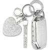 Key Fob Cover with Heart Keychain, Car Key Shell Compatible with Kia - Soul - Forte - Telluride K5 - Seltos NIRO Sportage Sorento Protector (Silver)