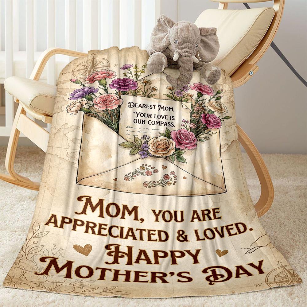 Mother's Day Greeting Card Blanket Suitable for Sofas,travel, Living Rooms Also a Good Gift for Friends and Family Suitable for All Seasons.