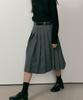 Lingseoul Wool Pleated Midi Skirt-Charcoal