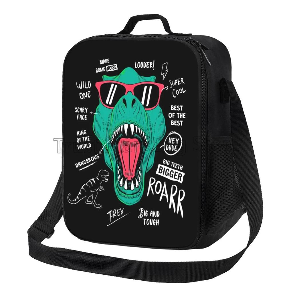 Isolierte Cartoon-Dinosaurier-Lunchtasche für Kinder, Jungen, Mädchen, tragbare thermische Bento-Lebensmitteltasche, Oxford-Kühltasche für Schule, Arbeit