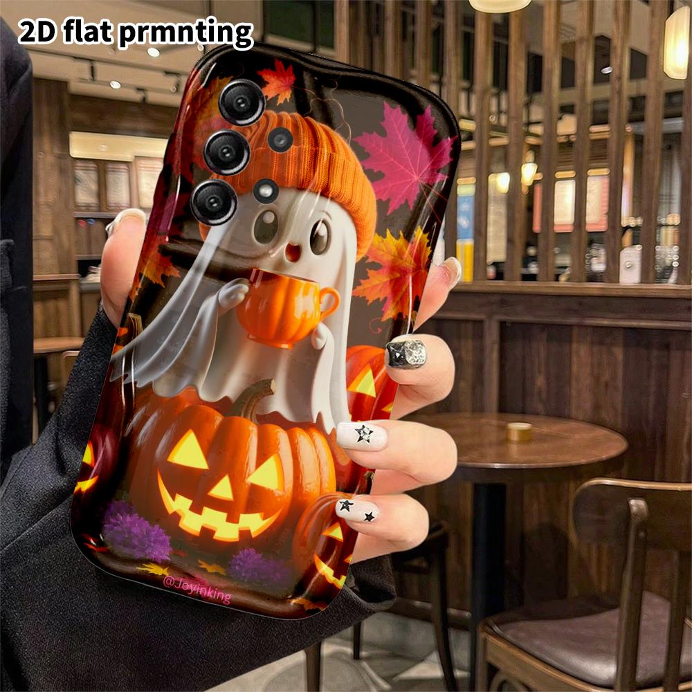 Phone Case: 2D Flat, Suitable for Samsung Galaxy A34 A35 M05 M06 S20 S22 S21 FE Plus 5G Protective Cases, Halloween Little Ghost, Christmas and Hallow