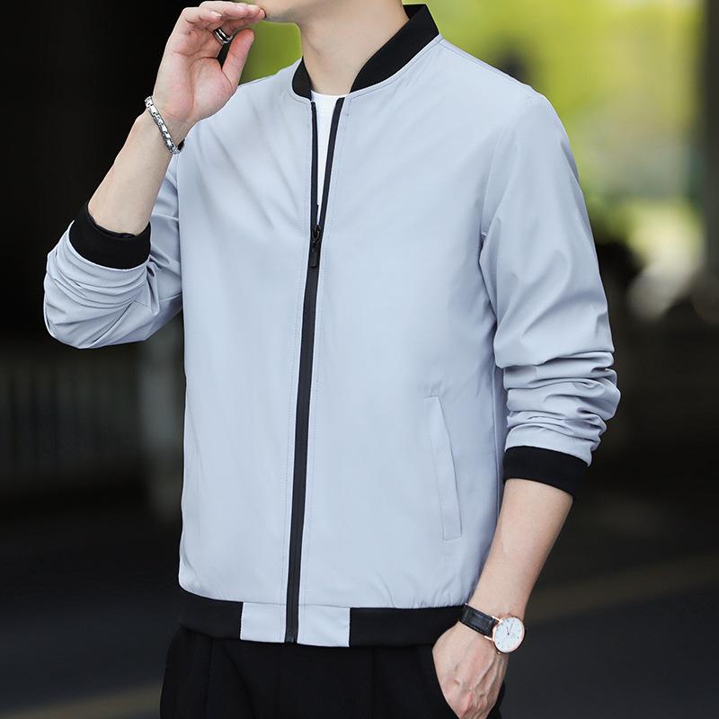 Spring and Autumn Men's Baseball Collar Jacket Korean Edition Trend On Clothes Slim Fit Sports Casual Jacket