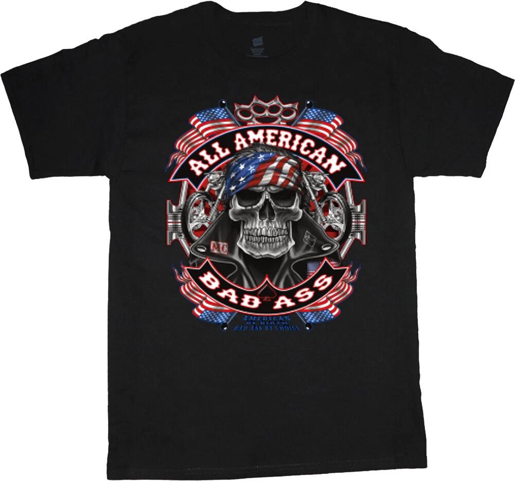 Mens Graphic Tees American Biker Skull T-shirt Mens Clothing Apparel M