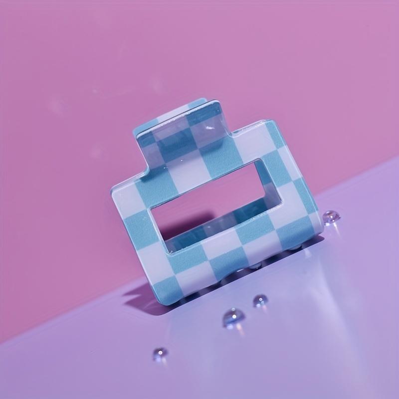 

1 set of women s plaid holloway medium square clip PVC material French clip multi-color checkerboard clip Long hair thin hair su