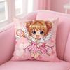 C-Cute Sakura Kinomoto Pillow Case Anti-Dustmite Pillowcase Invisible Zipper Silky Short Plush Sofa Cushion Cover