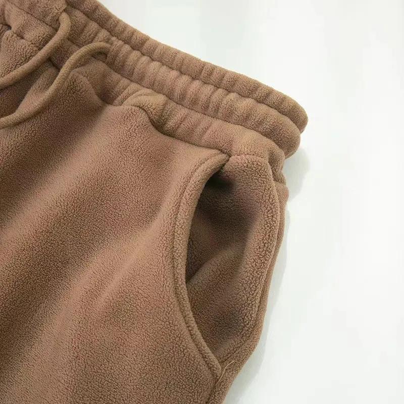 Women's Solid-Color Fleece-Lined Cuffed Sweatpants with Simple Pockets for Fall/Winter: Casual Athletic Pants