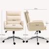 Office Chair, Upholstered Desk Chair, Tilt Function, Swivel, Rollable, Cream White
