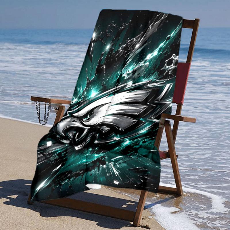 proof beach towel with Philadelphia Eagles LOGO pattern - soft,absorbent,quick-drying,machine washable - perfect for swimming,camping,bathing