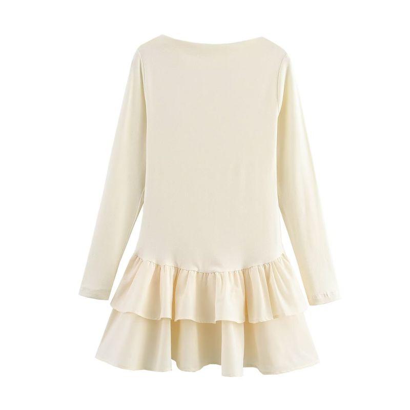 Za Foreign Trade New Women Clothes ZR Western Style Versitile Fashion Simple Laminated Decoration Short Dress 0085305