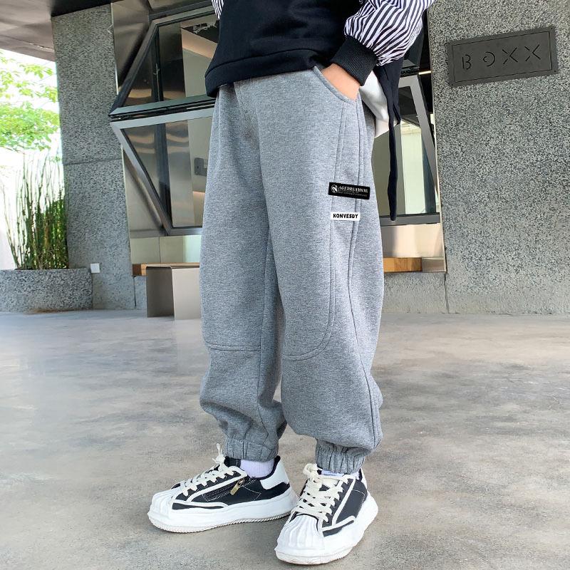 Velvet-Lined Boys' Winter Sweatpants - New Style for Kids