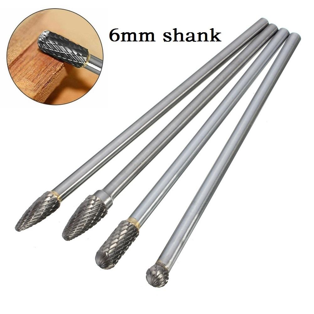 High Performance Long Reach Carbide Rotary Burr Double Cut CNC Bit 6mm Shank